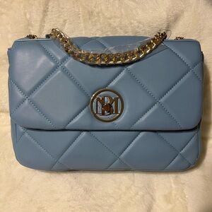 Badgley Mischka Light Blue Quilted Shoulder Bag